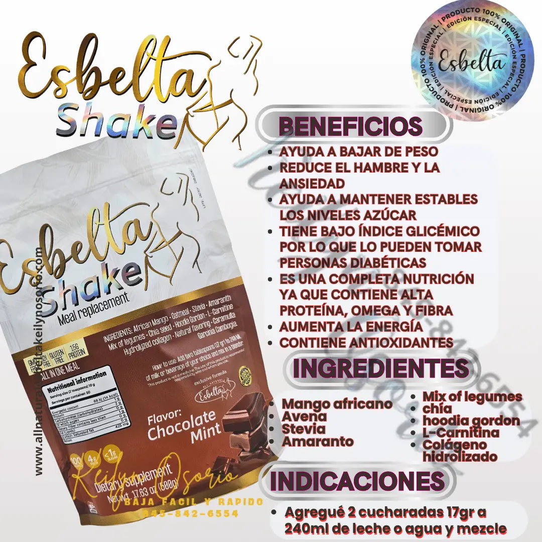 ESBELTA SHAKE CHOCOLATE 3 PACK BAJA FACIL Y RAPIDO CON KEILYN