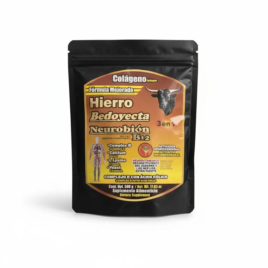 Colágeno vitaminado 3 en 1 suplemento natural con colágeno, Hierro y Vitaminas B – Energía y Bienestar Integral Natural de México