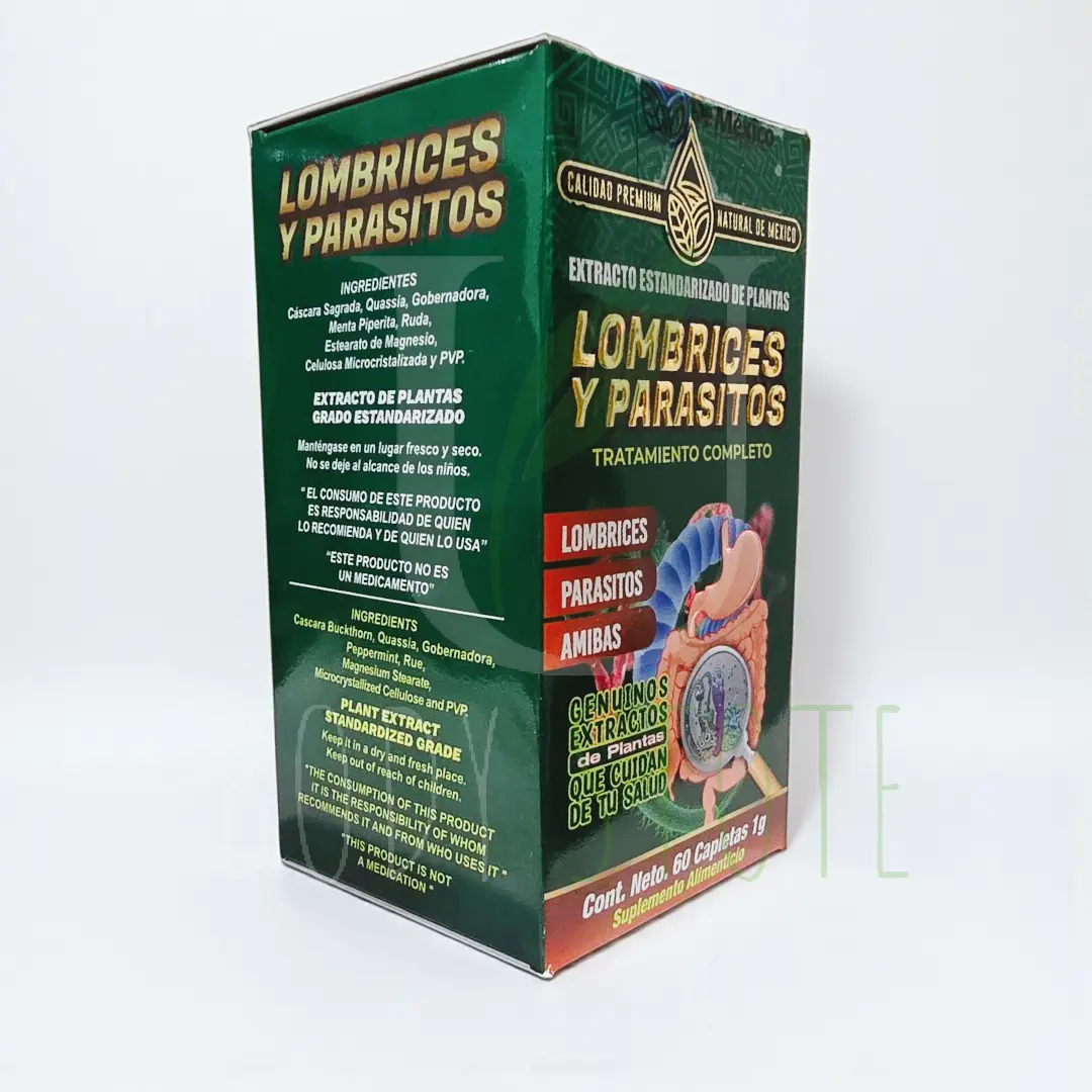 Lombrices y Parásitos – Tratamiento Natural Completo (60 Caplets 1g) Natural de México