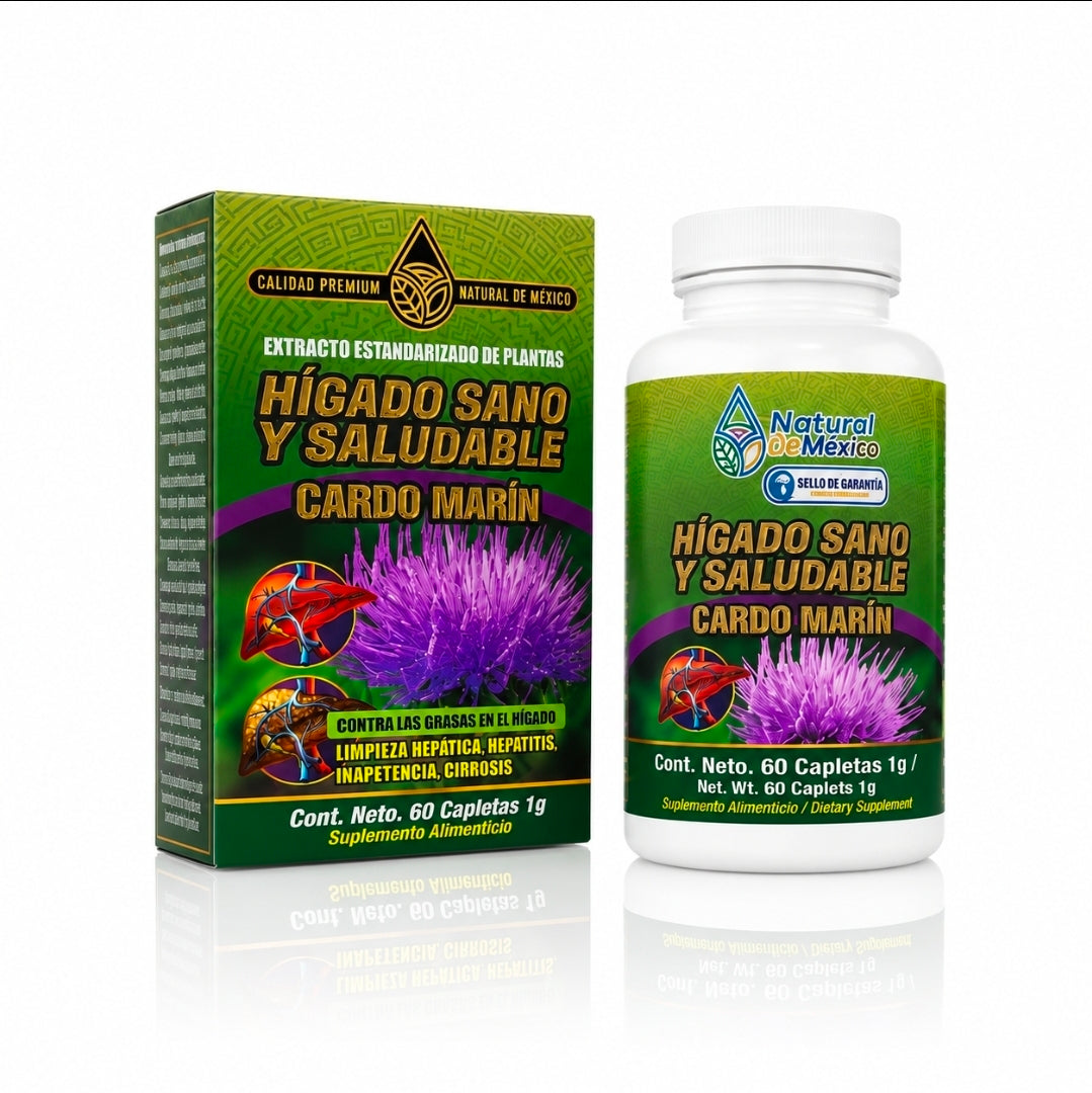 Presentación de Fórmula Herbal con Cardo Mariano con 60 capletas.