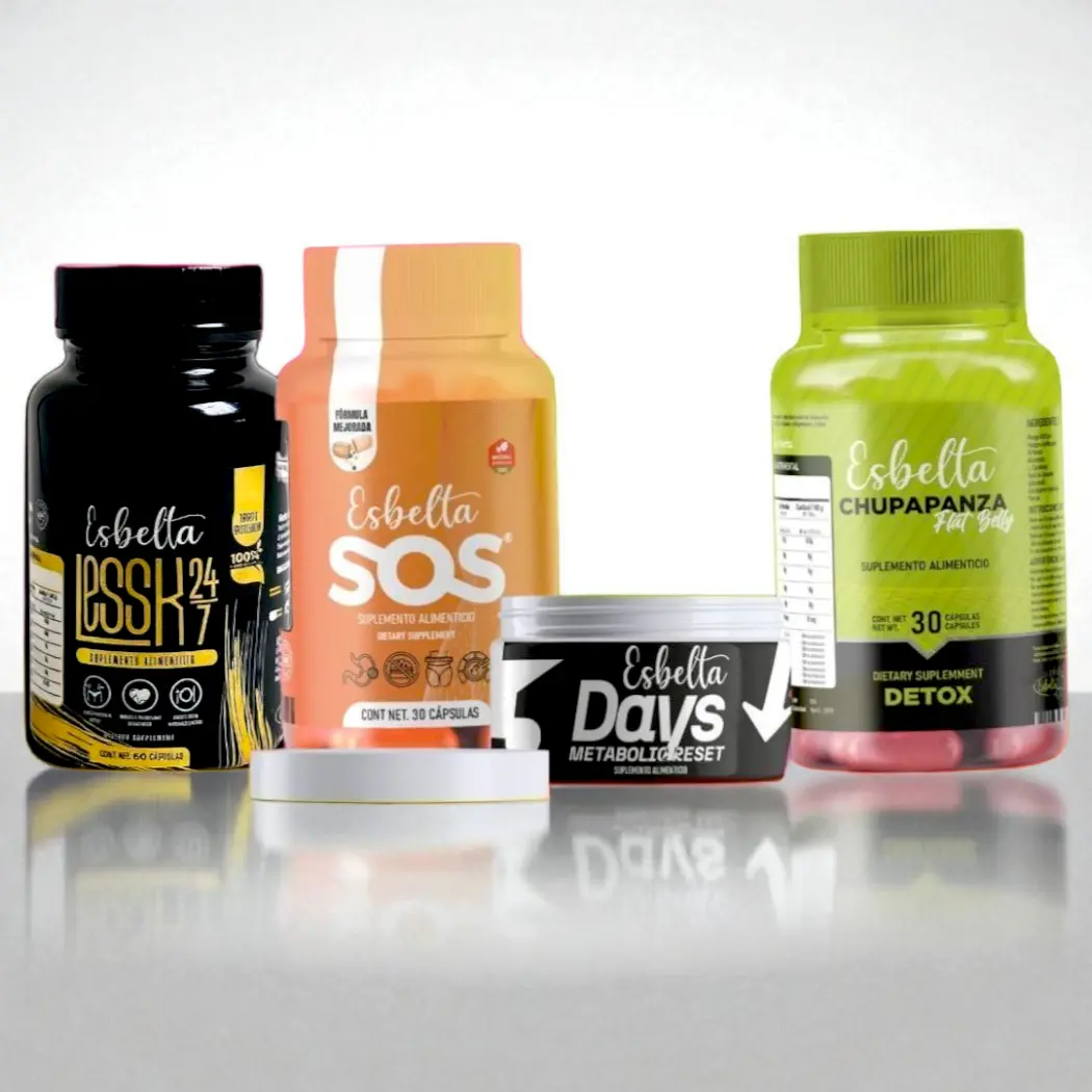 Kit Esbelta para Bienestar y Apoyo de Metabolismo | Less-K, sos, Detox flat belly y 3 day reset All Natural Esbelta