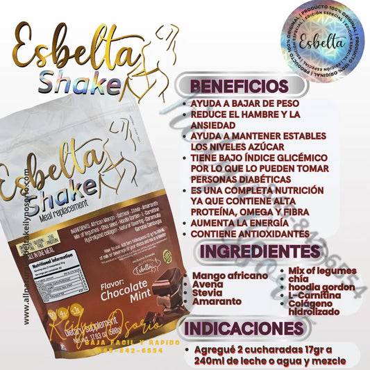 ESBELTA SHAKE CHOCOLATE 3 PACK BAJA FACIL Y RAPIDO CON KEILYN