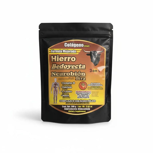 Colágeno vitaminado 3 en 1 suplemento natural con colágeno, Hierro y Vitaminas B – Energía y Bienestar Integral Natural de México