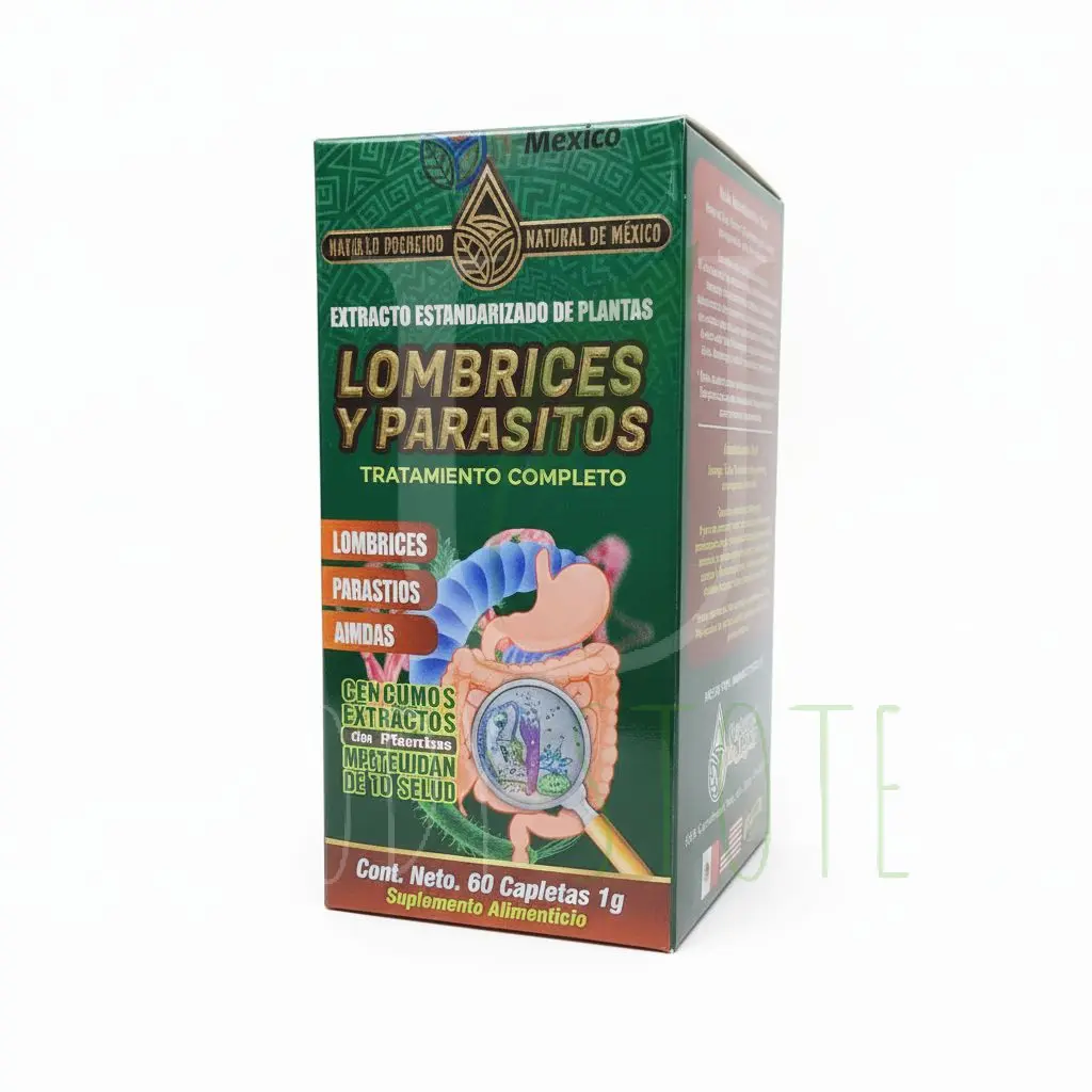 Lombrices y Parásitos – Tratamiento Natural Completo (60 Caplets 1g) Natural de México
