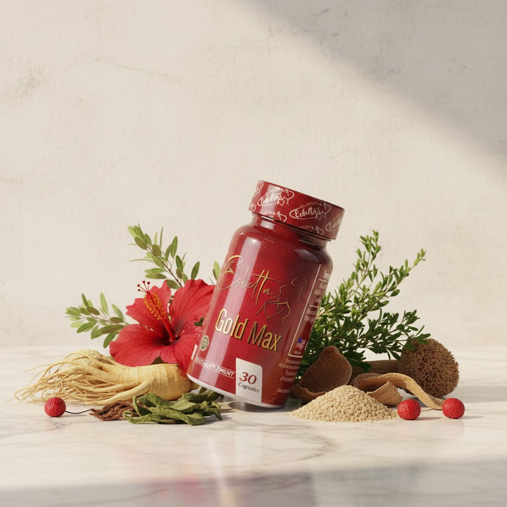 Frasco de Esbelta Gold Max de U Body Store en presentacion de producto