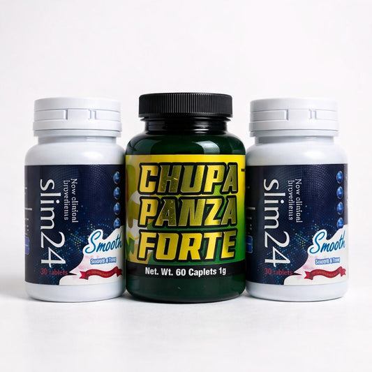 Suplementos U BODY STORE Slim 24 y Chupa Panza Forte en frascos de 30 tabletas y 60 capletas para bienestar